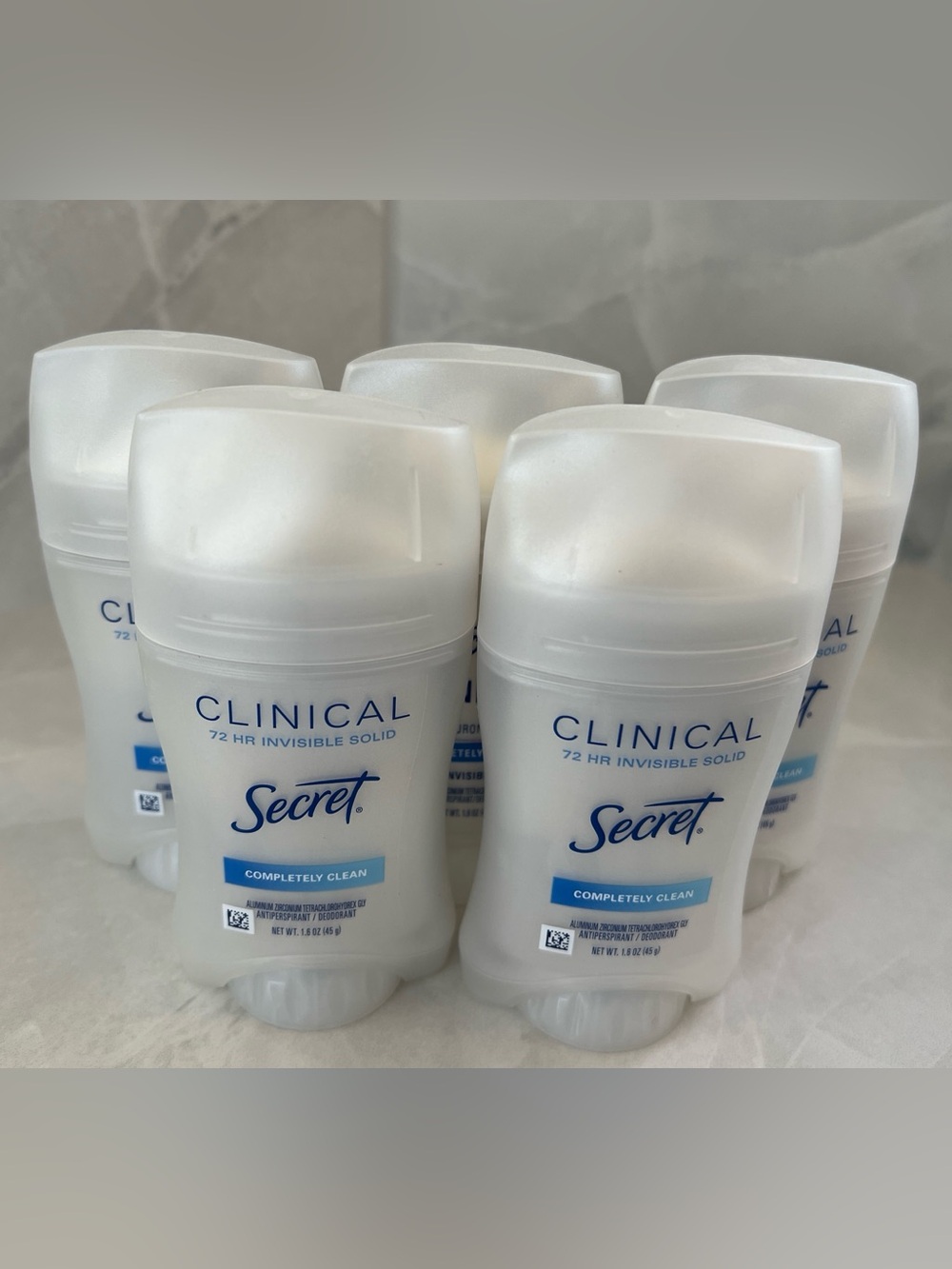 Secret Clinical Invisible Solid Antiperspirant 72-Hr Completely Clean 1.6oz-5ct